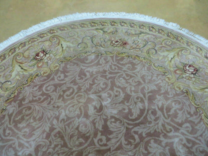 6' X 6' Round Handmade Fine Chinese Floral Oriental Silk Wool Rug Carpet Nice - Nuvé