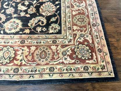 Vintage Oriental Rug 8x11, Floral Persian Design Carpet, Turkish Power Loomed Rug, Navy Blue Red Cream - Nuvé