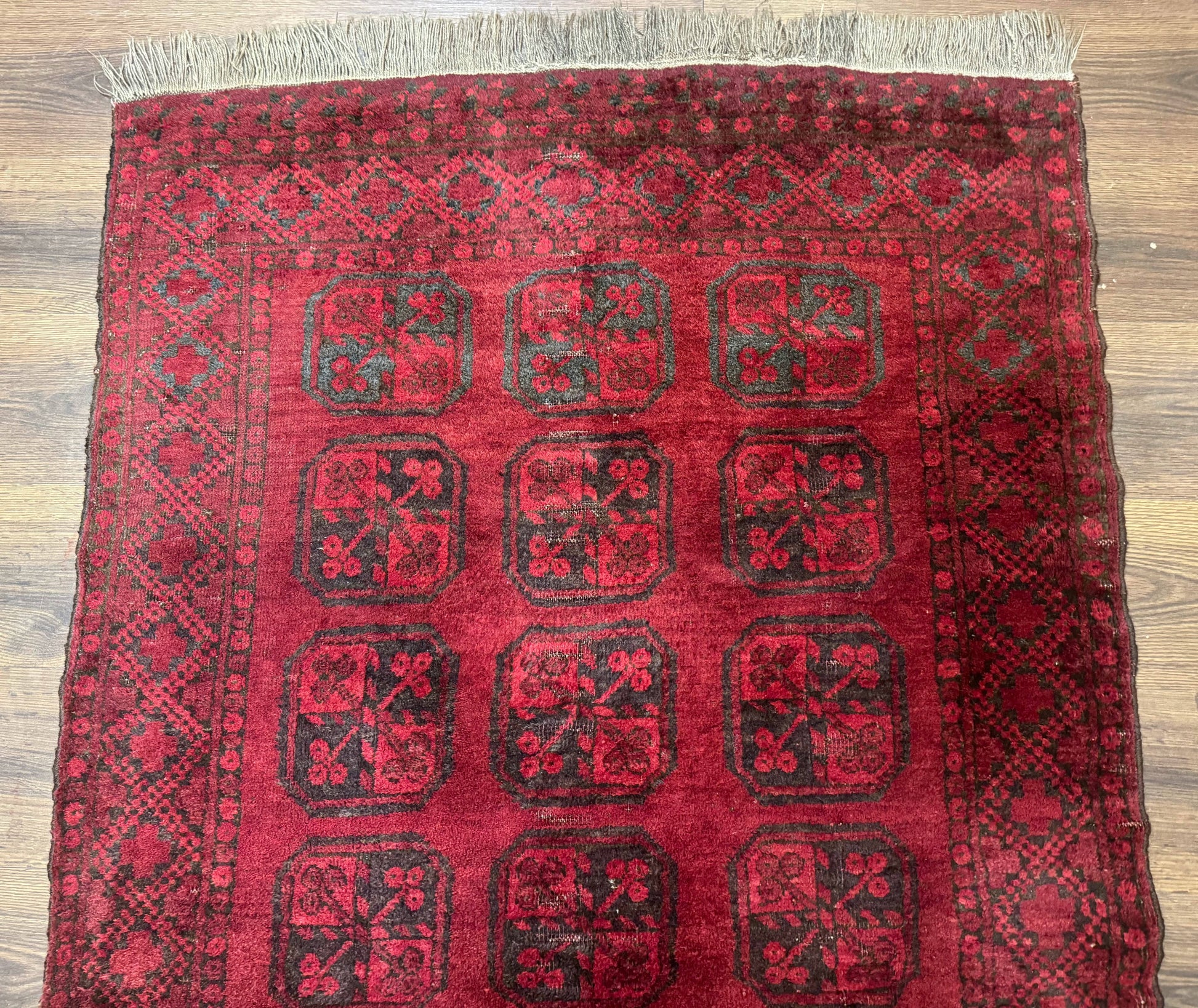 Afghan Turkoman Bokhara Bashir Rug 3x6, Red - Nuvé