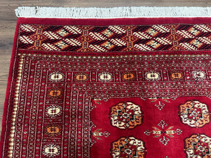 Red Turkoman Bokhara Rug 8x11, Pakistani Turkmen Carpet, Vintage Traditional Area Rug - Nuvé