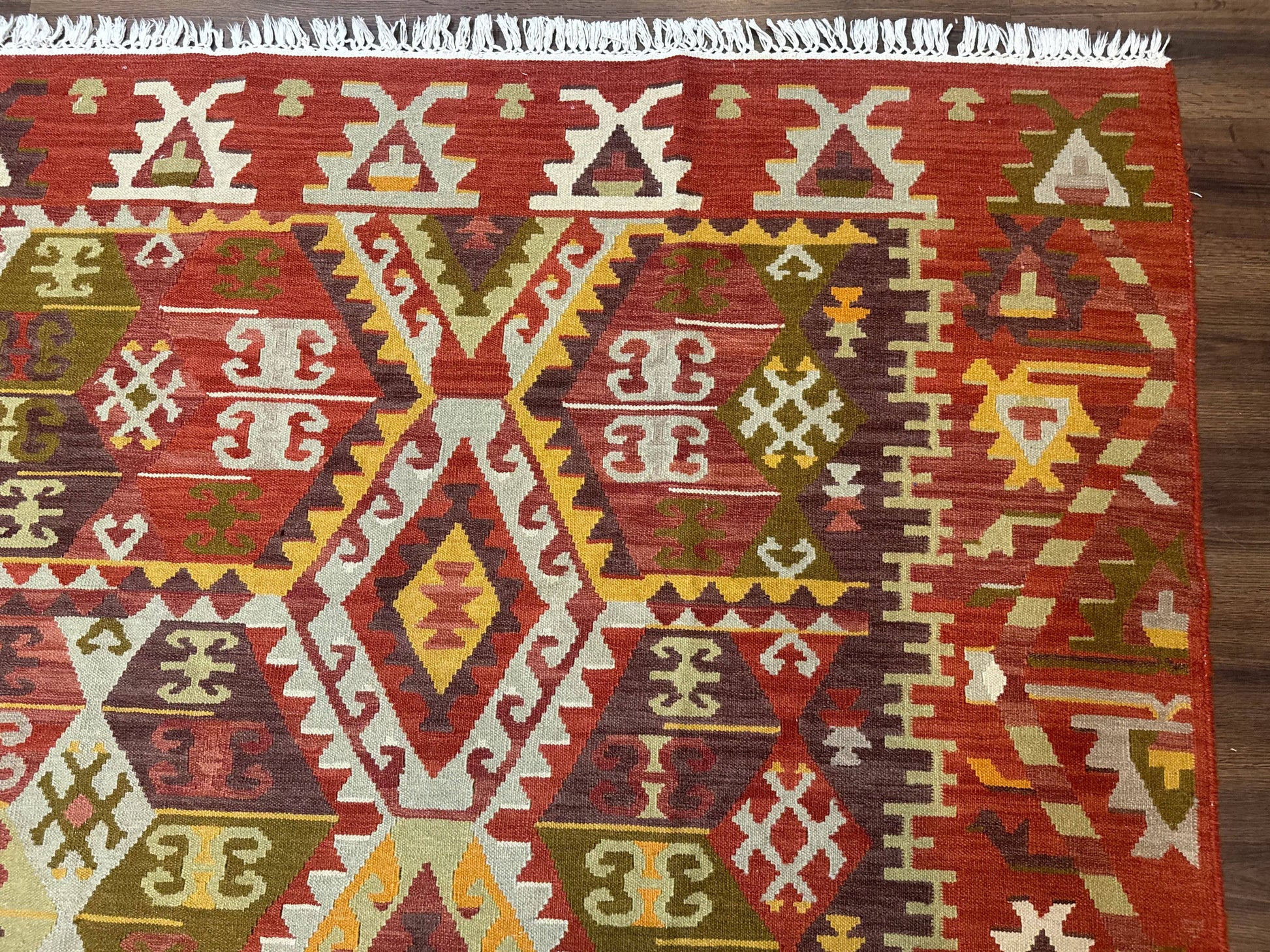 Turkish Kilim Rug 8x10, Geometric Design, Large Kilim Carpet - Nuvé