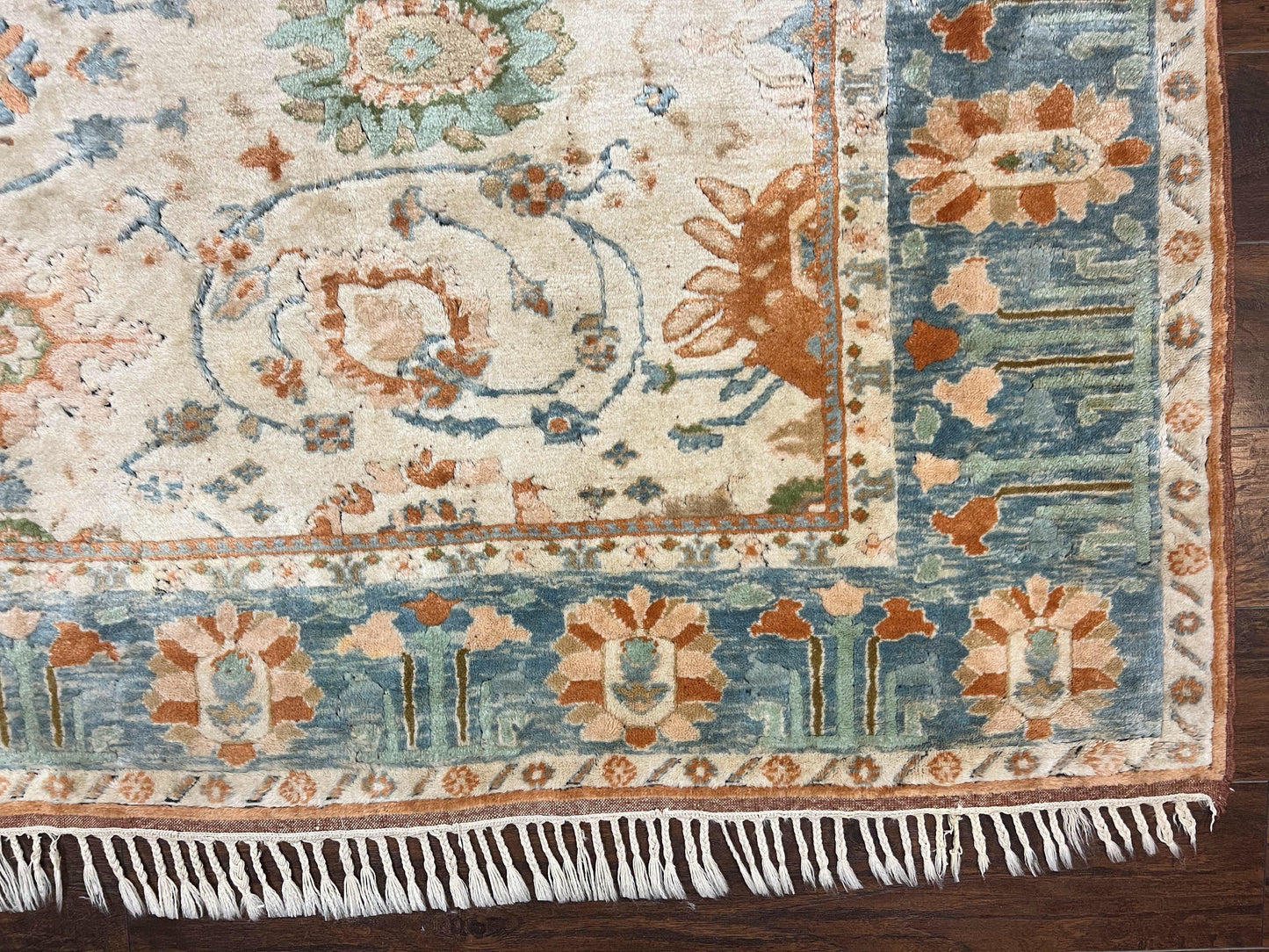 Turkish Oushak Rug 9x10, Farmhouse Rug, Beige & Light Blue - Nuvé