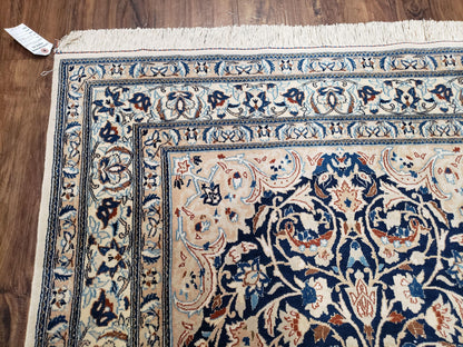 Semi Antique Fine Persian Nain Rug, Ivory & Blue, Wool with Silk Accents, 3'9" x 6'2" - Nuvé