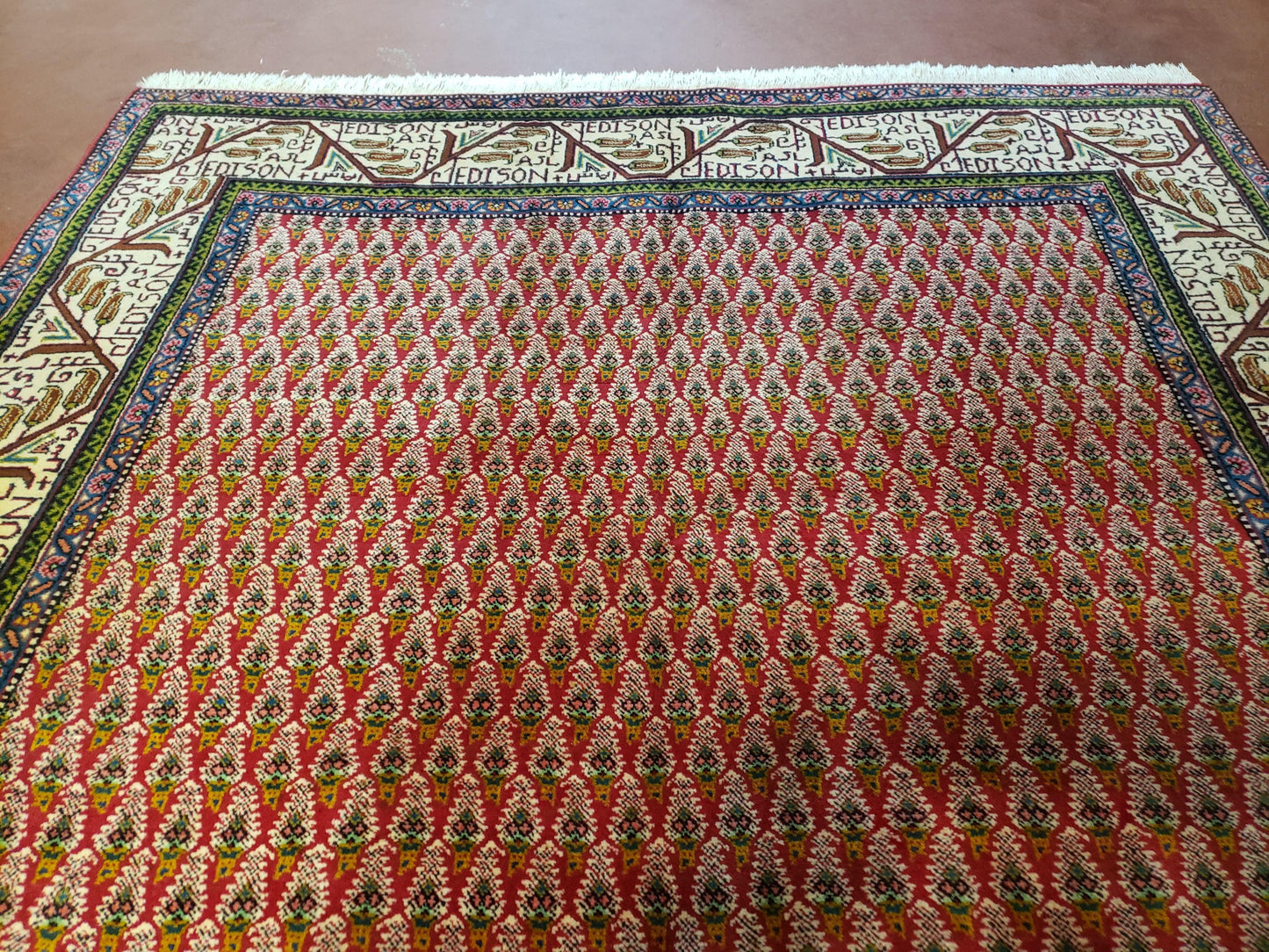 6x9 Finely Woven Turkish Tribal Rug, Boteh/Paisley Pattern, Red & Beige Area Rug, Vintage Wool Carpet, Entryway Rug, Hand-Knotted Foyer Rug - Nuvé