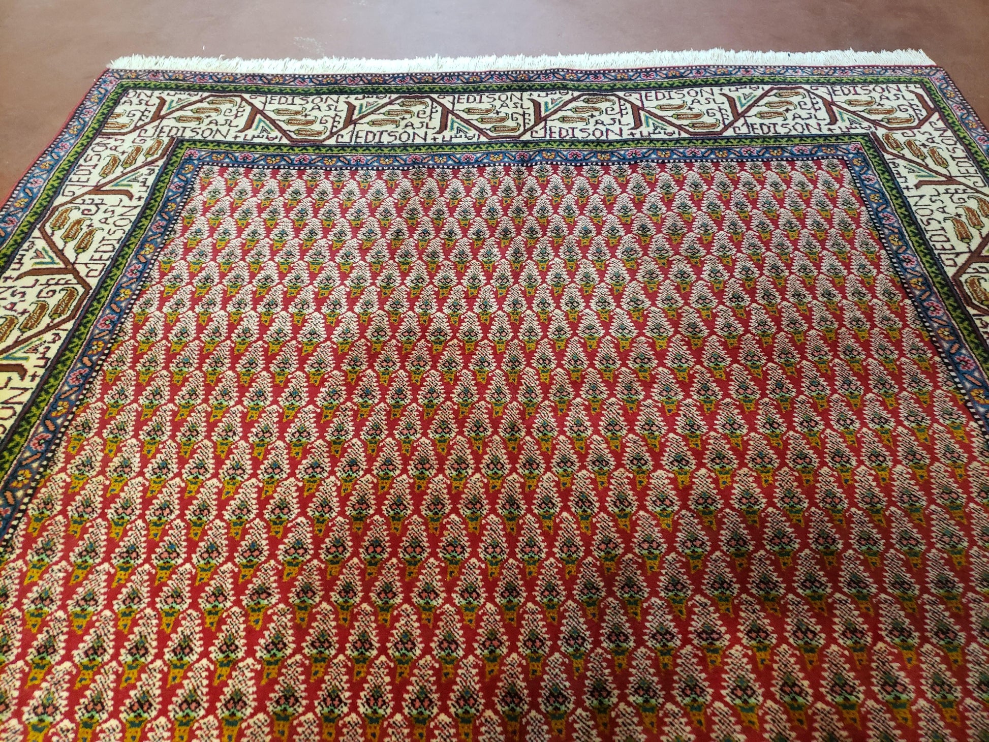 6x9 Finely Woven Turkish Tribal Rug, Boteh/Paisley Pattern, Red & Beige Area Rug, Vintage Wool Carpet, Entryway Rug, Hand-Knotted Foyer Rug - Nuvé
