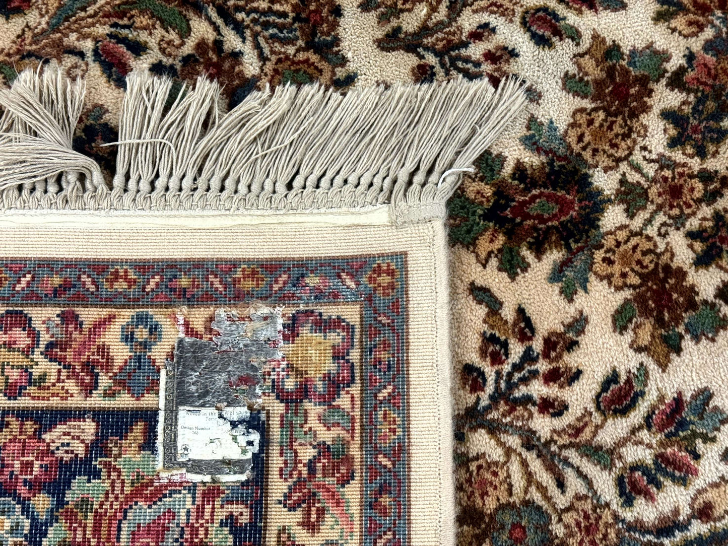 8.8 x 12 Karastan Ivory Sarouk Rug #760, Wool Pile, Vintage, Original 700 Series - Nuvé