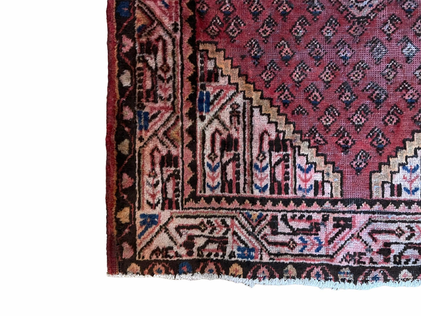 4x6 Antique Rug Handmade Wool Rug Organic Dyes Red Ivory Red Tribal Rug Boho Rug - Nuvé
