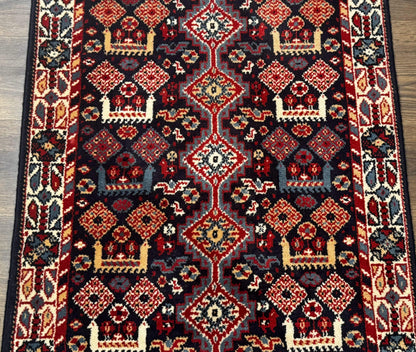 Small Karastan Rug 3x4, Yuruk Collection, Wool, Tribal, Geometric, Navy Blue - Nuvé