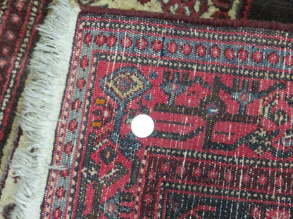 4' X 5' Antique Handmade India Floral Oriental Wool Rug Brown Vegetable Dyes