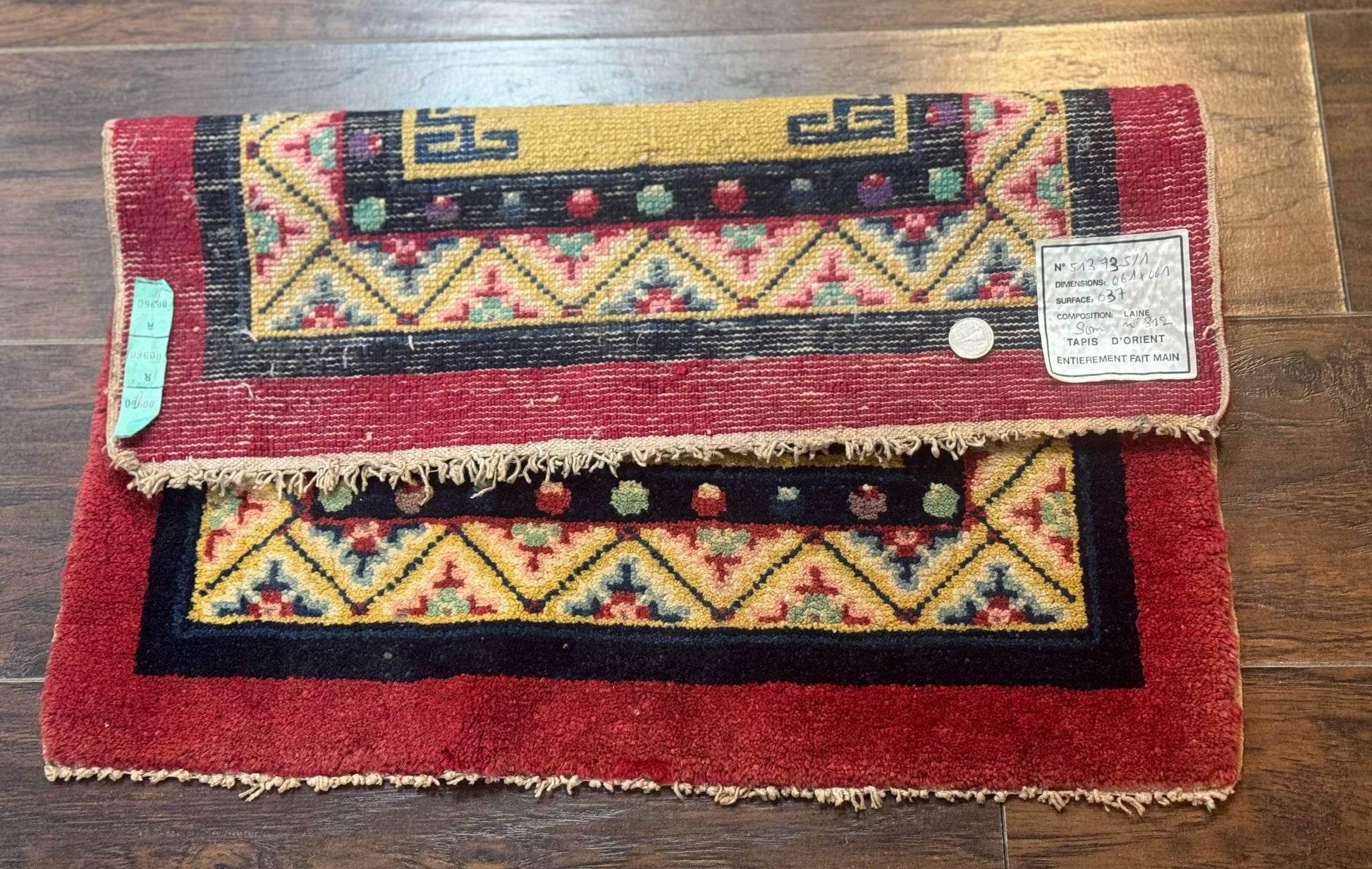 Antique Small Chiense Square Rug 2x2 ft, Wool Chinese Rug - Nuvé
