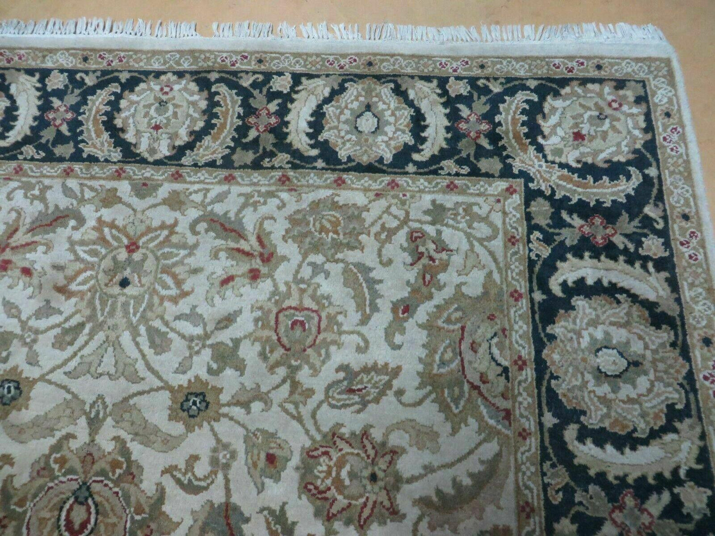 6' X 9' Vintage Handmade India Top Quality Jaipur Floral Oriental Tea Wash Nice - Nuvé