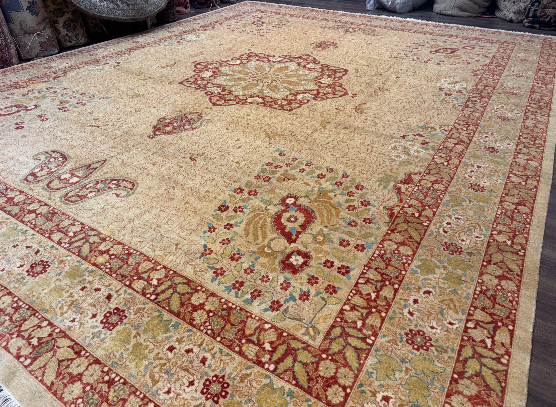 Palace Size Pak Persian Rug 13x17, Haji Jalili Design, Beige and Rust, Wool Hand Knotted, Fine 260 KPSI - Nuvé
