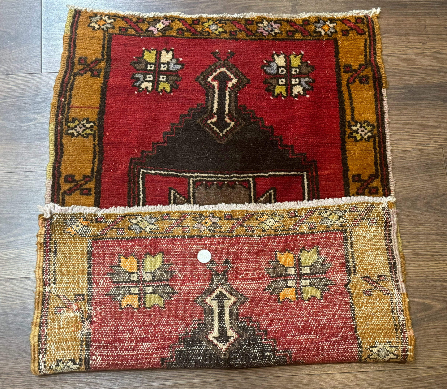 Turkish Yastik Rug 2x3, Geometric Medallion, Small Turkish Wool Rug, Red - Nuvé