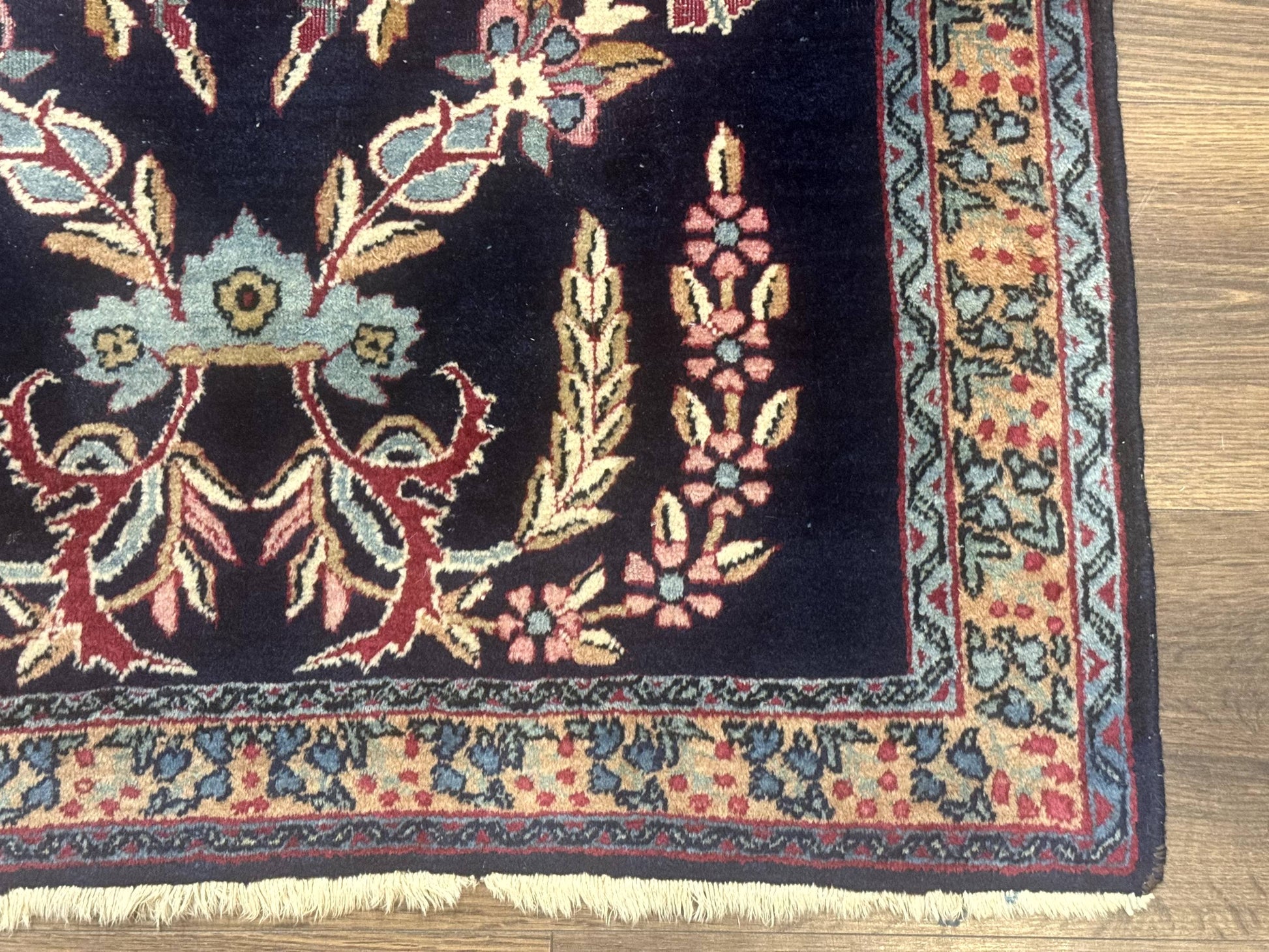 Antique Persian Kerman Rug 2.8 x 4, Navy Blue, Floral - Nuvé