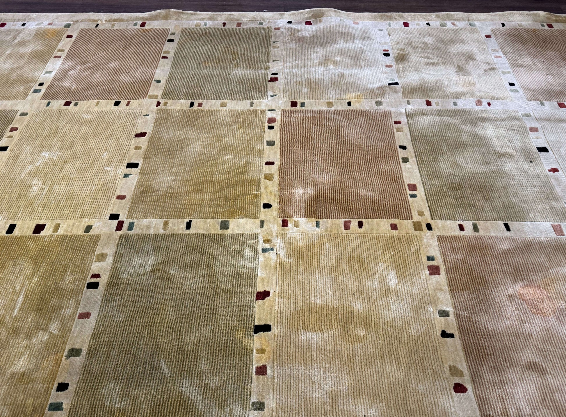 Large Wool Rug 10x13, Panel Design, Modern Contemporary Carpet - Nuvé