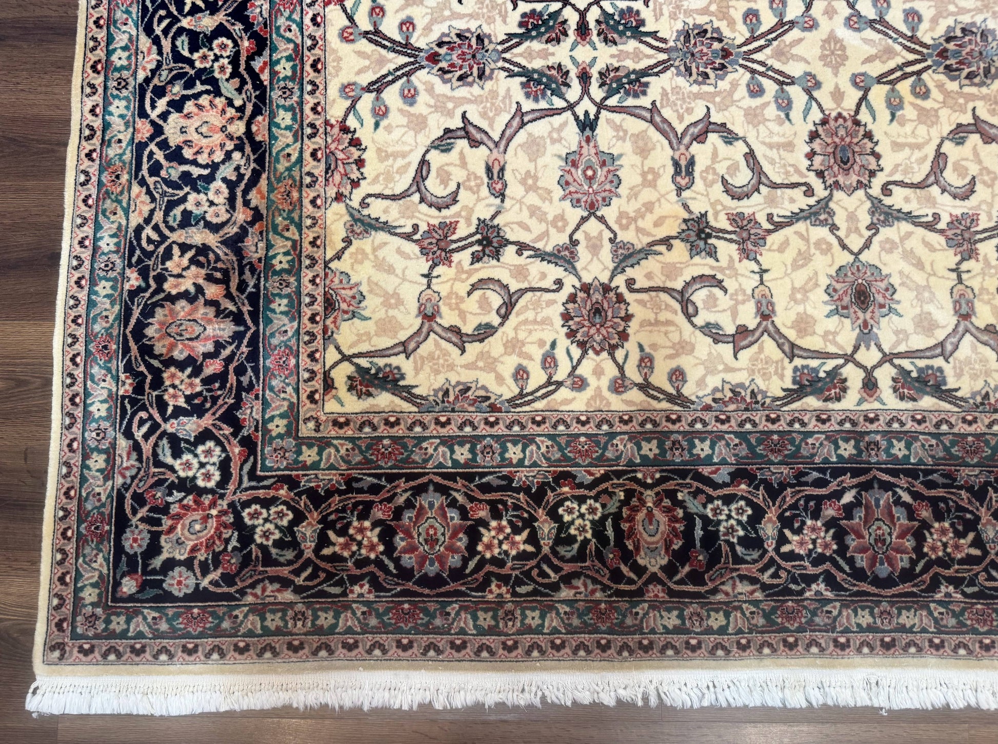 Sino Persian Rug 8x10, Allover Pattern, Beige and Midnight Blue, Wool Oriental Carpet - Nuvé