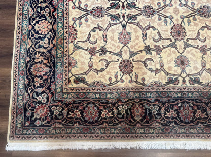 Sino Persian Rug 8x10, Allover Pattern, Beige and Midnight Blue, Wool Oriental Carpet - Nuvé