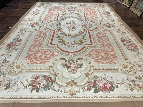 Aubusson Rug 10x14, Wool Handmade Vintage Carpet, Elegant French European Design Rug, Large Room Sized Aubusson Rug, Stark Carpet - Nuvé