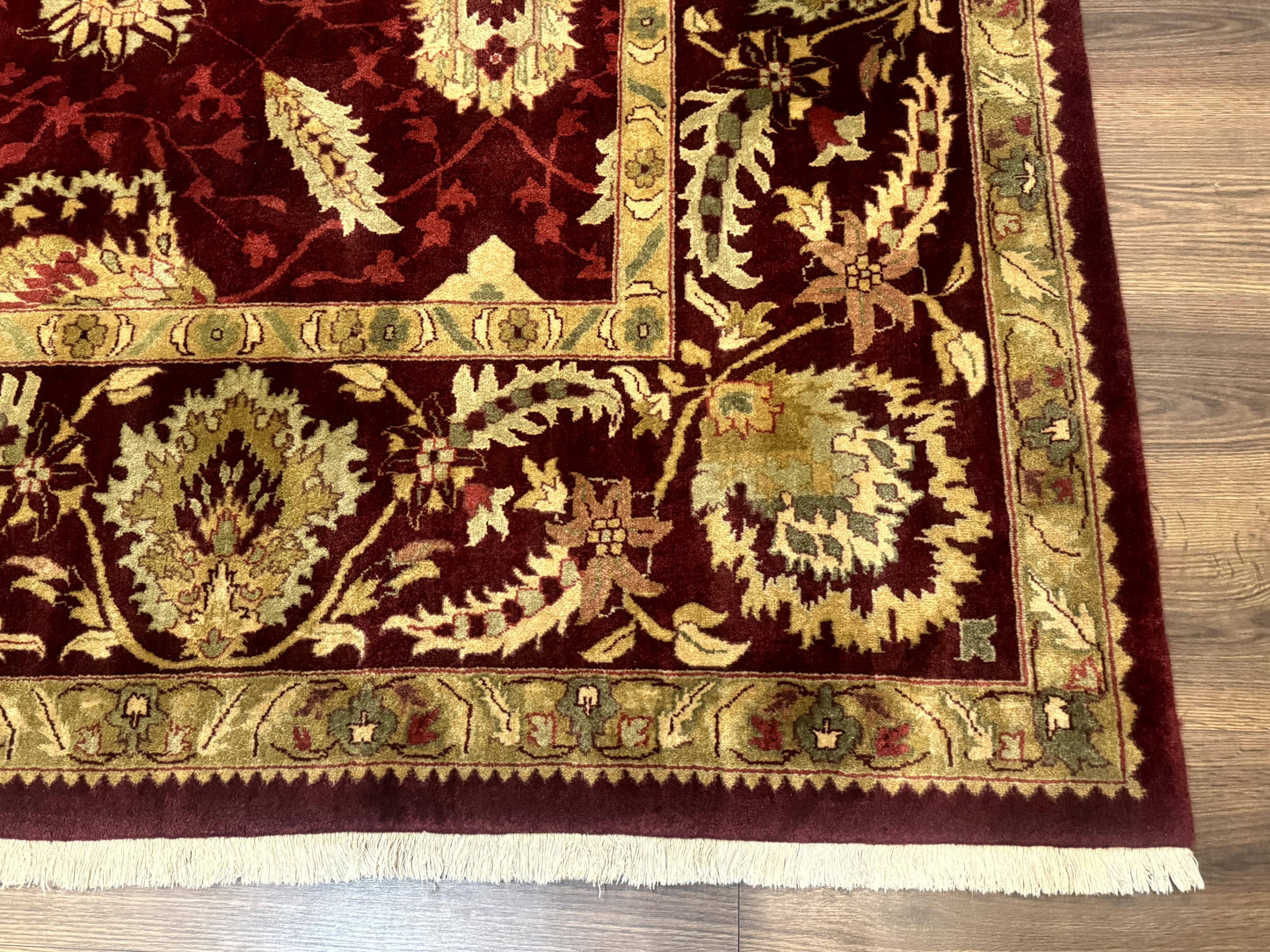 Indo Mahal Rug 9x12, Allover Pattern, Dark Red, Traditional Wool Area Rug - Nuvé