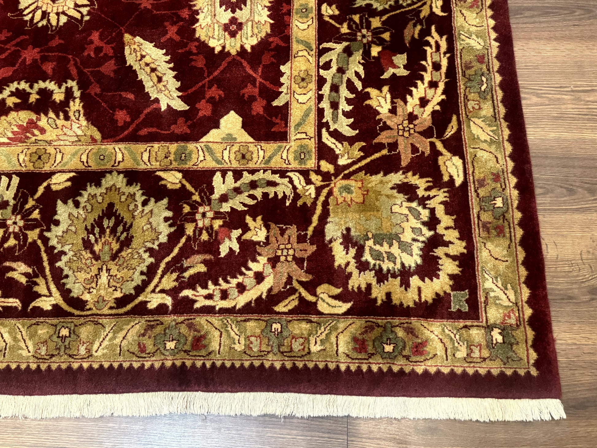 Indo Mahal Rug 9x12, Allover Pattern, Dark Red, Traditional Wool Area Rug - Nuvé