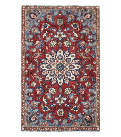 4' X 6' Antique Handmade India Floral Oriental Wool Rug Vegetable Dyes #120