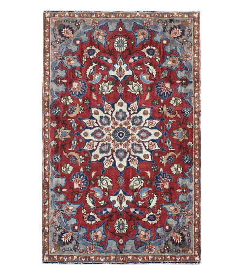 4' X 6' Antique Handmade India Floral Oriental Wool Rug Vegetable Dyes #120