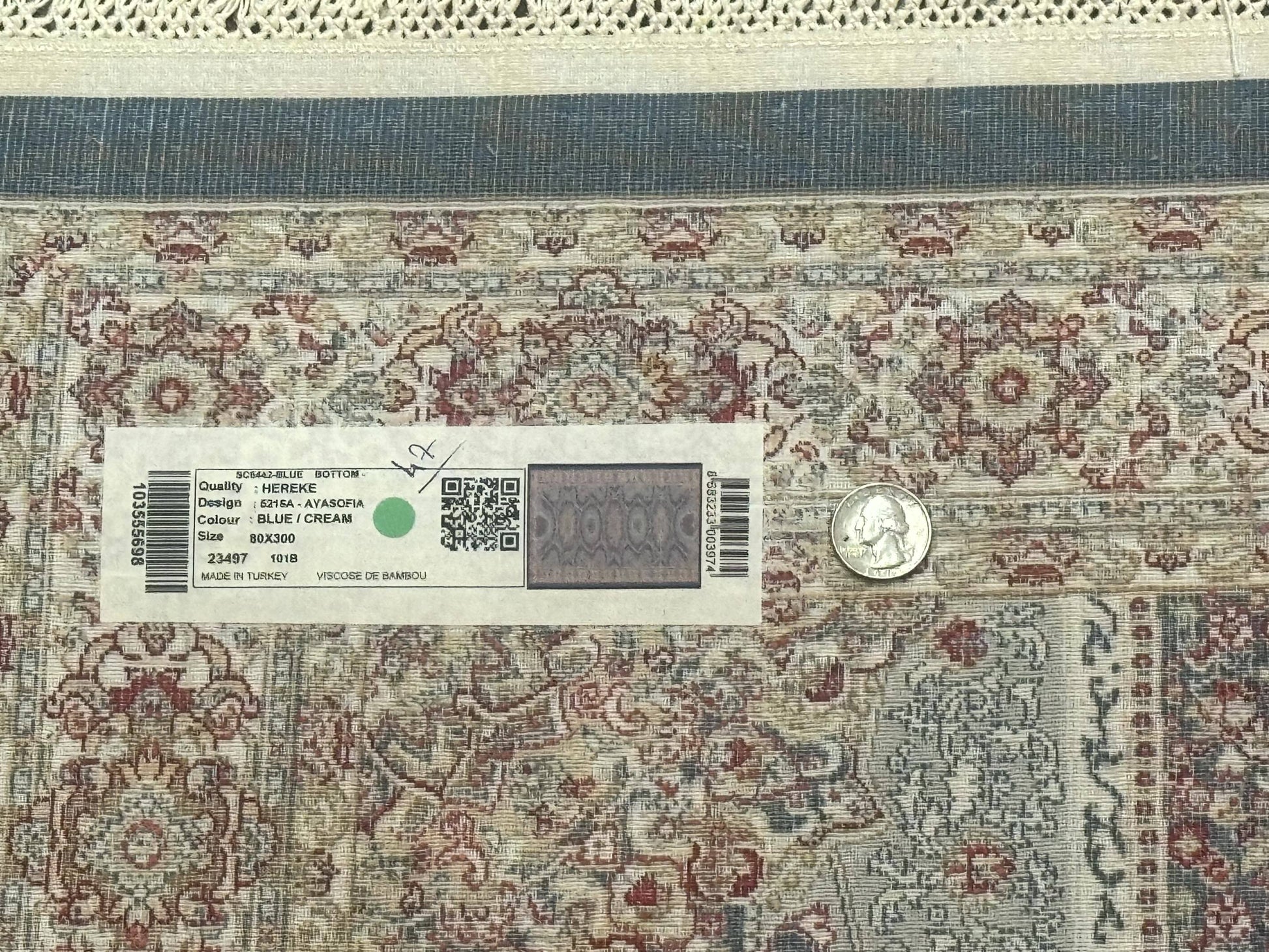 Turkish Silk Runner Rug 2.6 x 10, Light Blue Carpet, Bamboo Silk, New - Nuvé