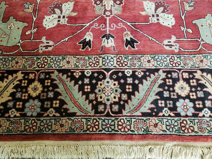 10' X 14' Vintage Hand Made Turkish Wool Rug Carpet Red Black Hand Knotted Nice - Nuvé