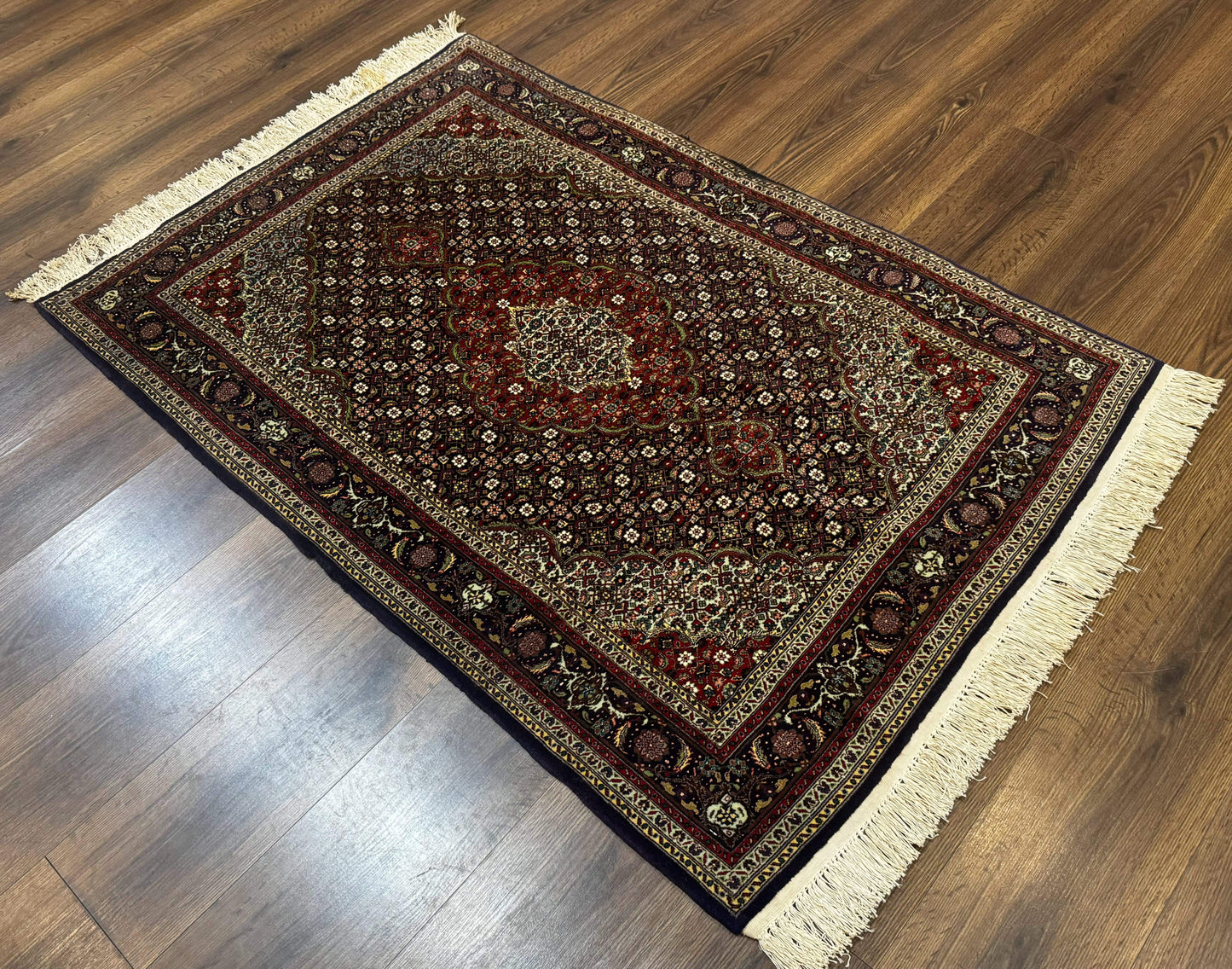 Persian Tabriz Rug 3x5, Wool on Silk Foundation, Very Fine 550 KPSI, Dark Navy Blue - Nuvé