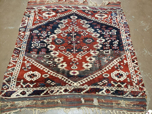 4' X 4' 4" Antique Handmade Turkish Oriental Bergema Wool Veg Dyes Tribal Collectible Rug - Nuvé
