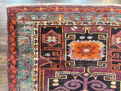 Persian Tribal Rug 5x6, Persian Nahavand Rug, Purple, Geometric Vintage Wool Handmade Carpet - Nuvé