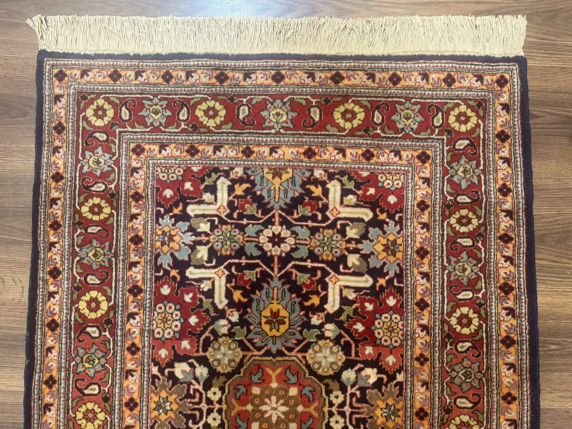 Turkish Hereke Rug 3x5, Navy Blue and Red, Fine 210 KPSI - Nuvé
