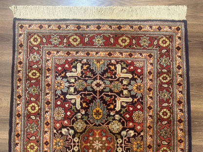 Turkish Hereke Rug 3x5, Navy Blue and Red, Fine 210 KPSI - Nuvé