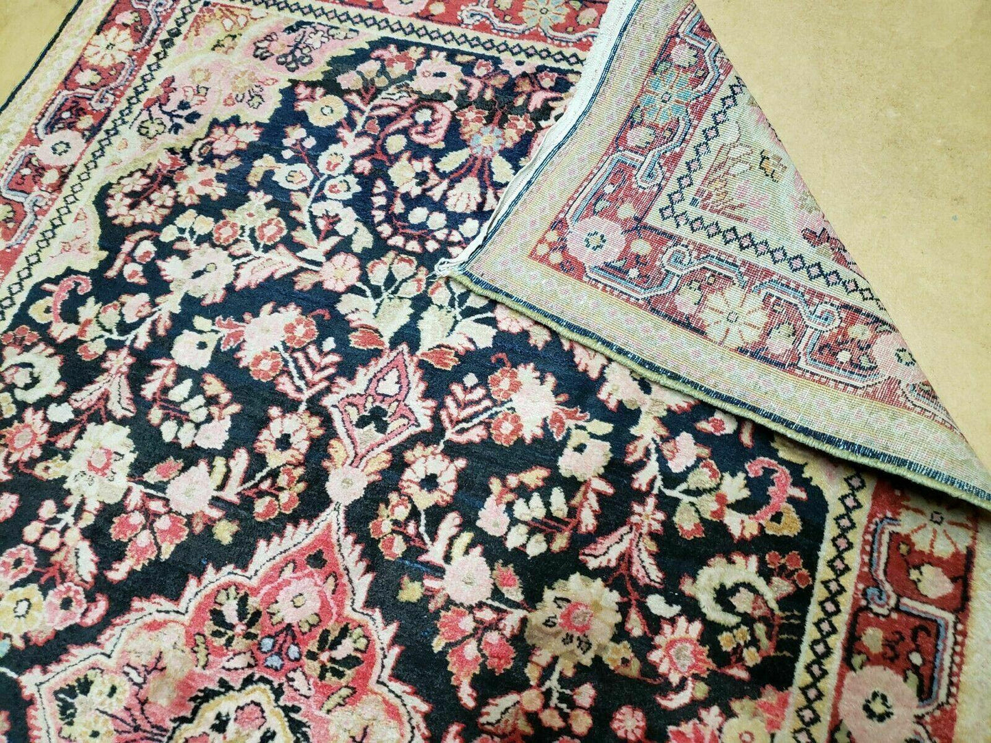 4' X 6' Antique Handmade India Floral Oriental Wool Rug Carpet Organic Blue - Nuvé