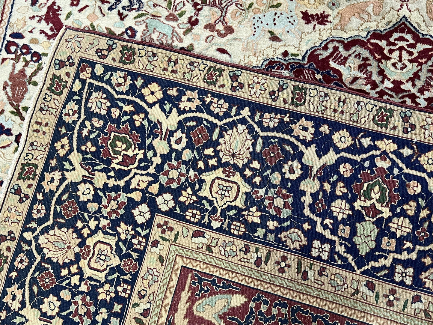 Rare Antique Indian Agra Rug, Early 20th Century Indian Carpet, Animal and Angel Motifs, Hunting Scene, Collectible Oriental Carpet, Wow - Nuvé