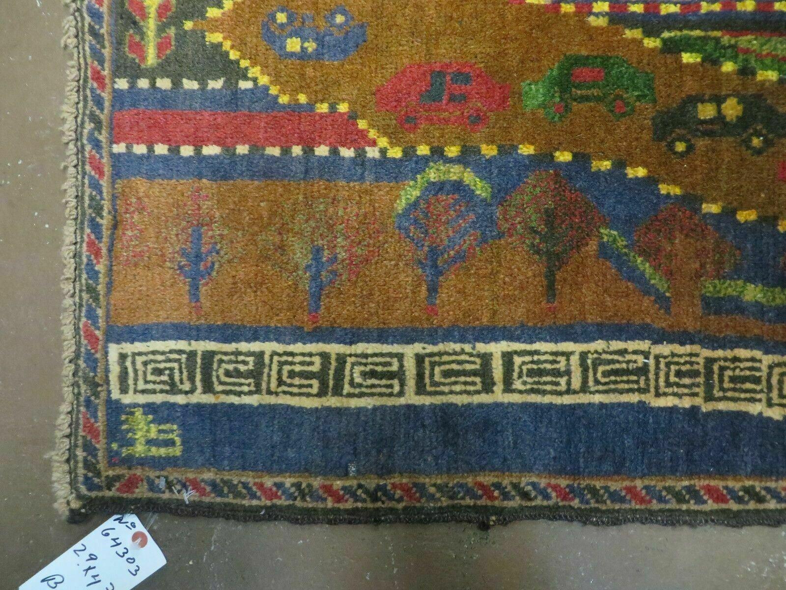 3' X 5' New Vintage Handmade Afghan Balouch Tribal Wool Pictorial Rug # 303 - Nuvé