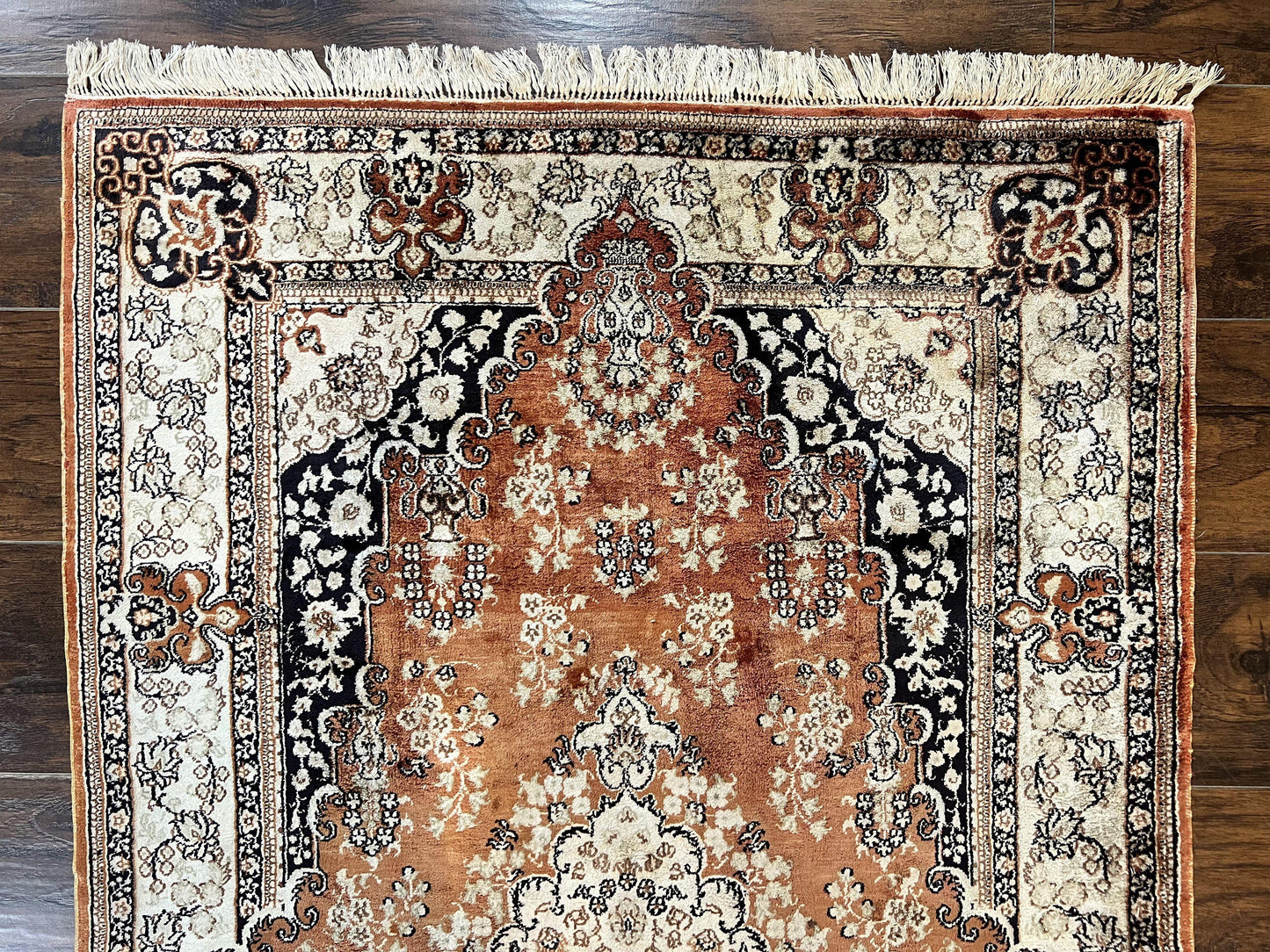 Turkish Silk Rug 3x5, Very Fine 400 KPSI, Floral Medallion, Handmade Hand Knotted Silk on Silk Oriental Carpet - Nuvé