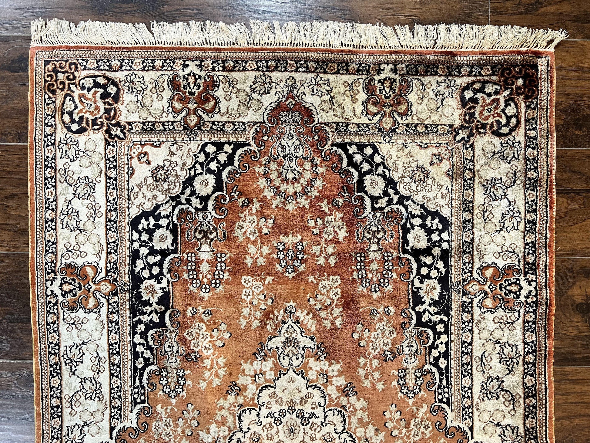 Turkish Silk Rug 3x5, Very Fine 400 KPSI, Floral Medallion, Handmade Hand Knotted Silk on Silk Oriental Carpet - Nuvé