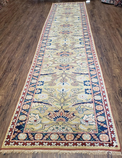 Hallway Runner Rug, Kitchen Runner, Sultanabad Hand Knotted Rug, Farmhouse Rug, 1950s Rug, Mahal Rug, Turkish Rug, Long Runner, Yellow - Nuvé