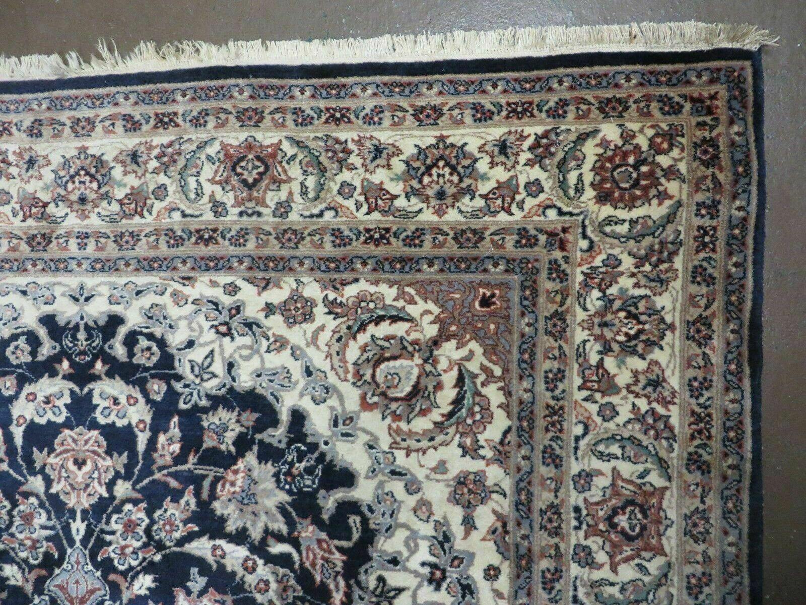 4' X 7' Vintage Handmade India Wool Silk Accent Rug Hand Knotted Black Organic - Nuvé