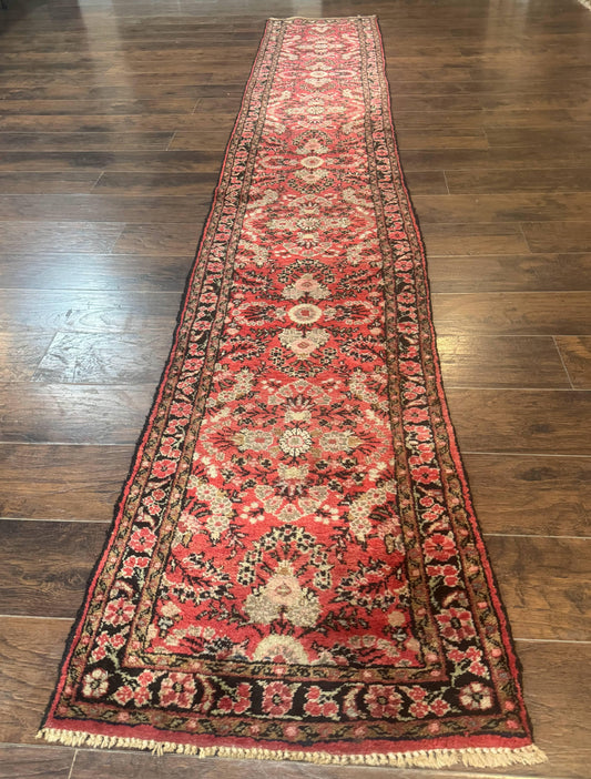 Persian Hamadan Runner Rug 2 x 13.6 – Red Floral Wool Hallway Carpet - Nuvé