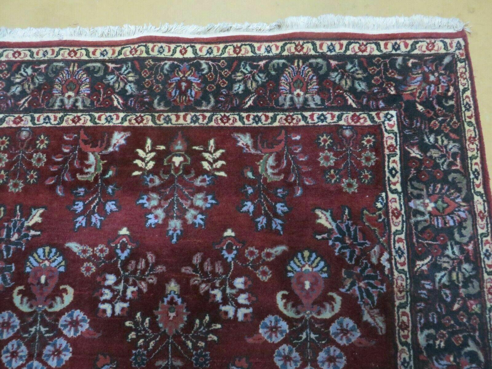 4' X 6' Vintage Handmade Fine India Jaipur Floral Oriental Wool Rug Red Nice - Nuvé