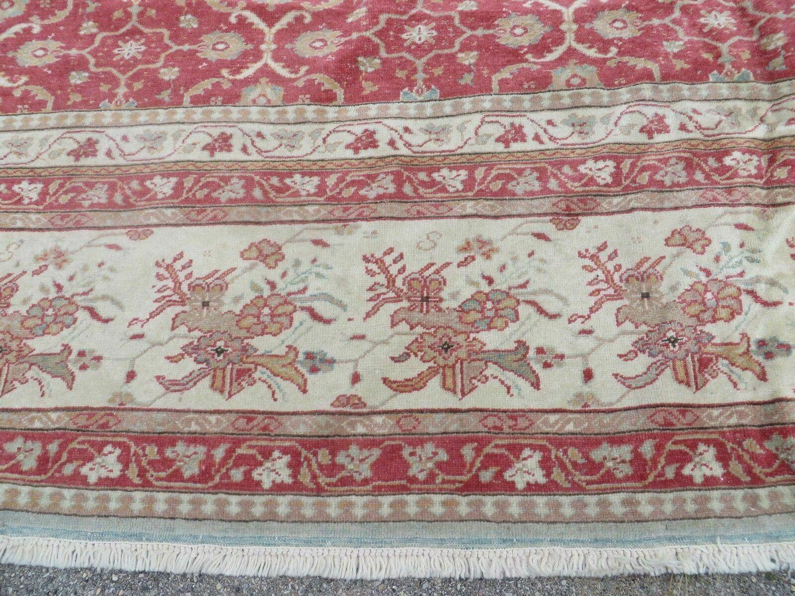 12' X 18' Palace Size Handmade Egyptian Wool Rug Carpet Soft Colors Red & Beige - Nuvé
