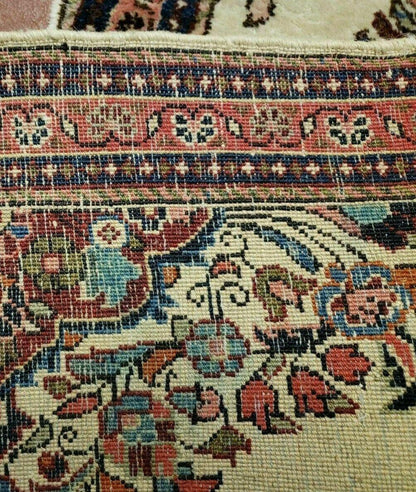 2' 7" X 4' Vintage Handmade Indian Medallion Wool Floral Beige Rug - Nuvé