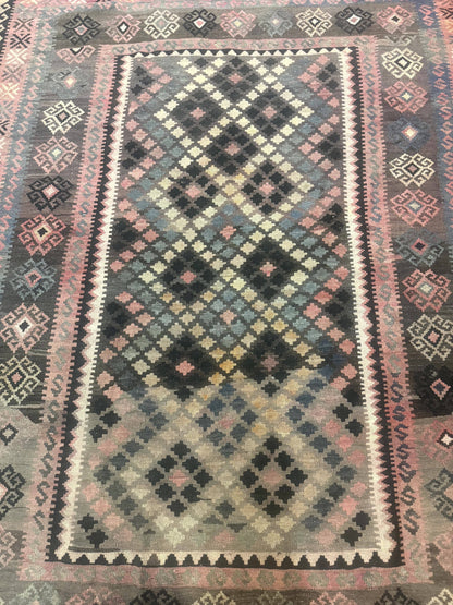 Persian Kurdish Kilim Rug 8x10, Large Flatweave Tribal Bohemian Rug, Vintage Zarand Kilim - Nuvé