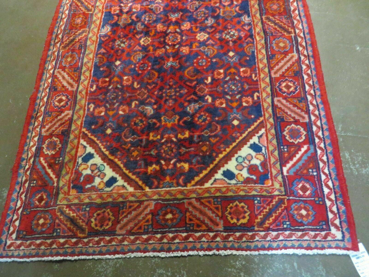 3' 6" X 10' 4" Antique Handmade India Floral Oriental Wool Runner Rug # 128