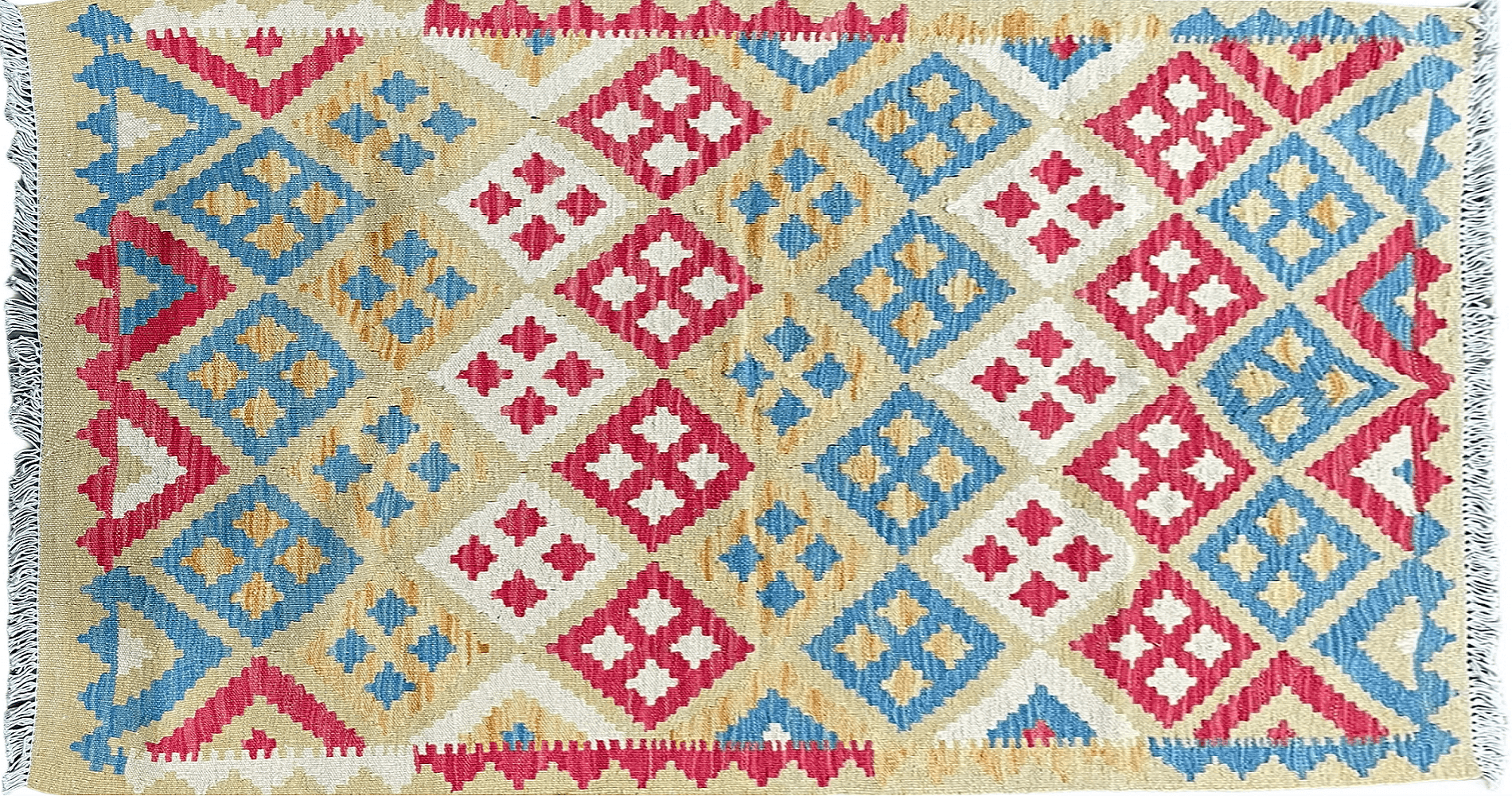 3x5 Kilim Rug Multicolor Tribal Kilim Rug 3 x 5 Tan Light Blue Red Beige New Turkish Anatolian Wool Kilim Flatweave Rug - Nuvé