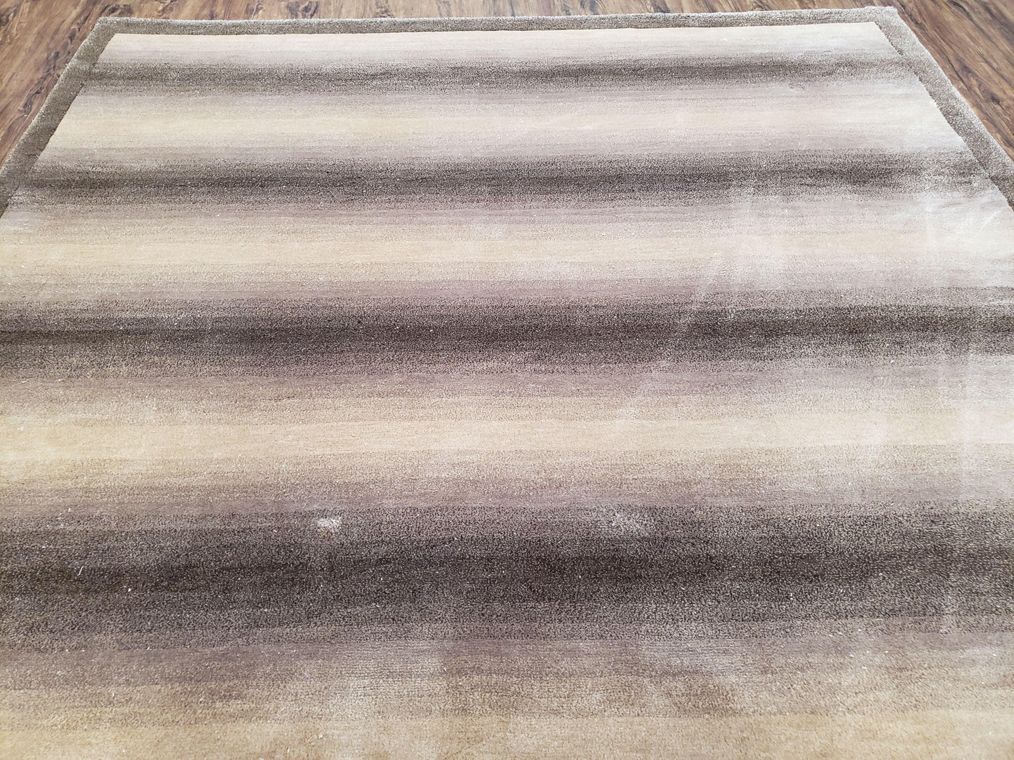 Vintage Safavieh Tibetan Indian Rug 6x9, Nepal Rug, Handmade, Striped Rug, Brown & Beige, 6x9 Oriental Carpet, Wool, Soft - Nuvé