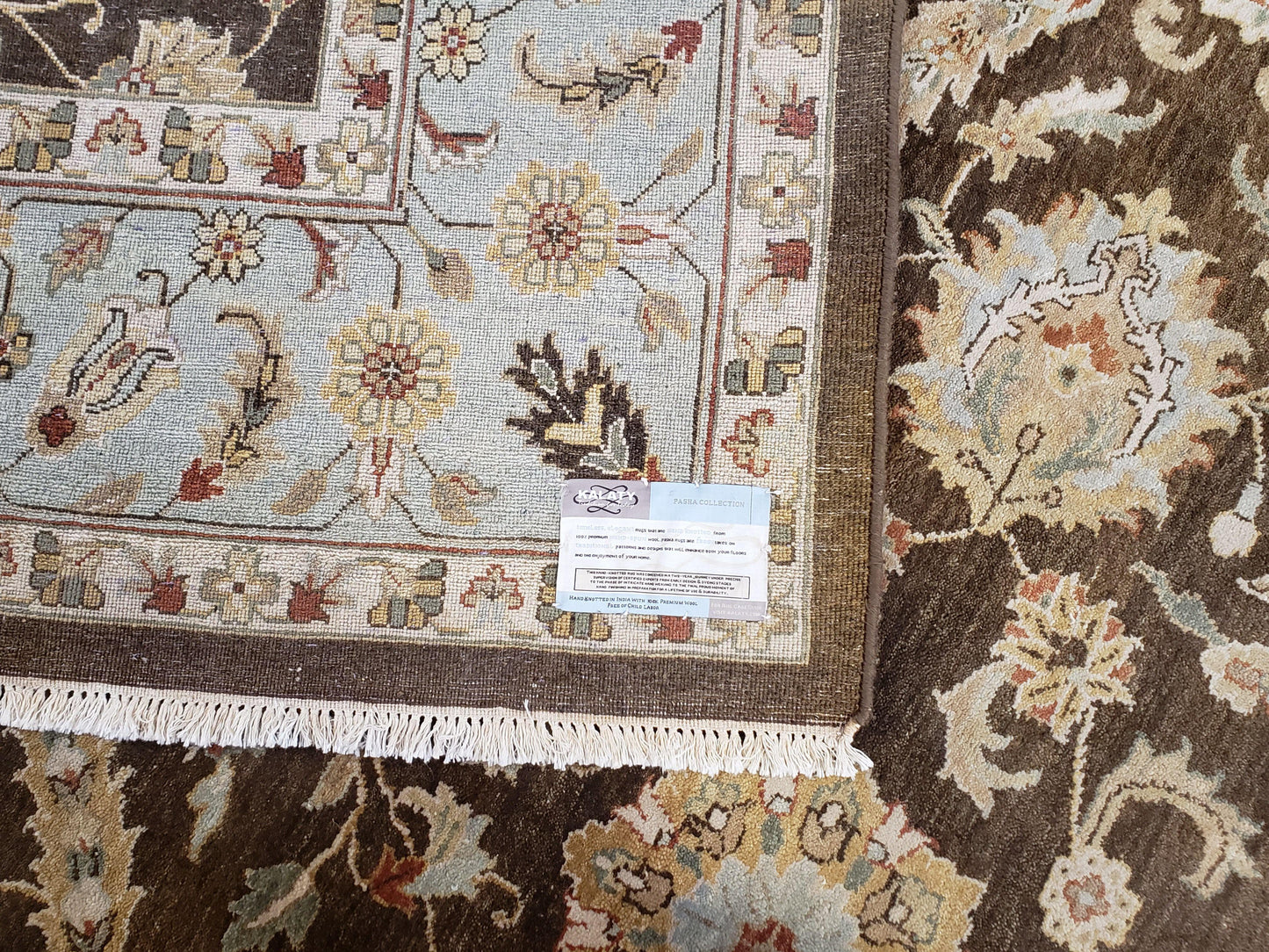 9x12 Vintage Handmade Wool Rug Carpet Indo Mahal Oushak Nice Brown Blue - Nuvé