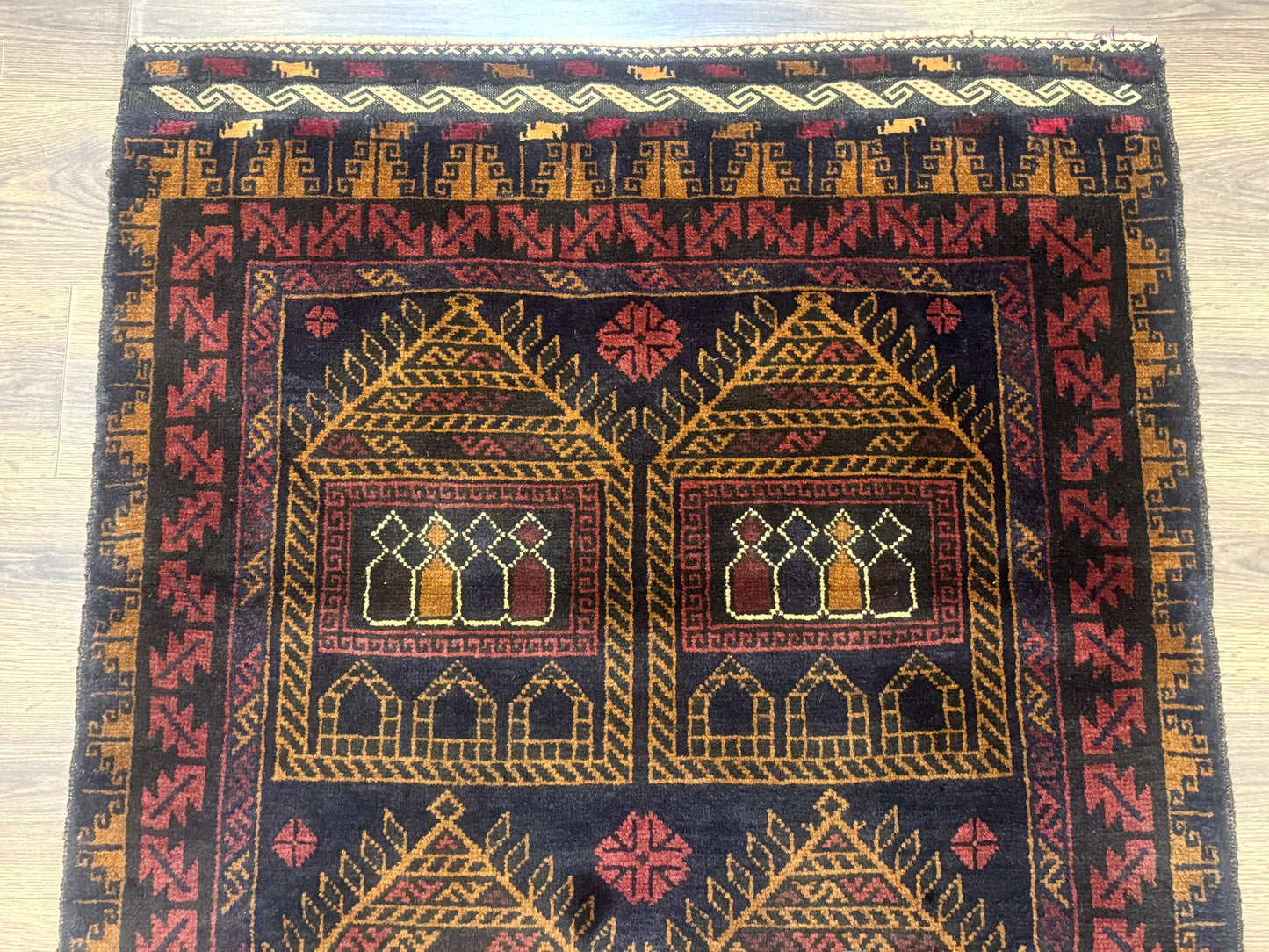 Afghan Rug 3x7, Navy Blue, Tribal Rug, Balouch Carpet, New - Nuvé